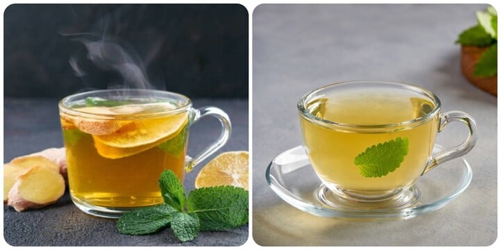 Trà gừng tươi và trà bạc hà là hai thức uống tốt cho sức khoẻ trong mùa đông.