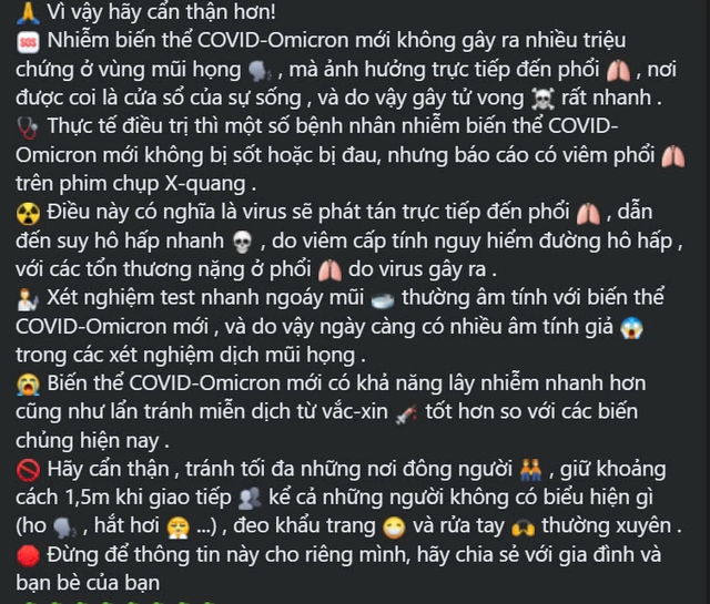 Cảnh giác với tin giả 'biến thể Covid - Omicron mới độc hơn biến thể Delta gấp 5 lần'- Ảnh 2.