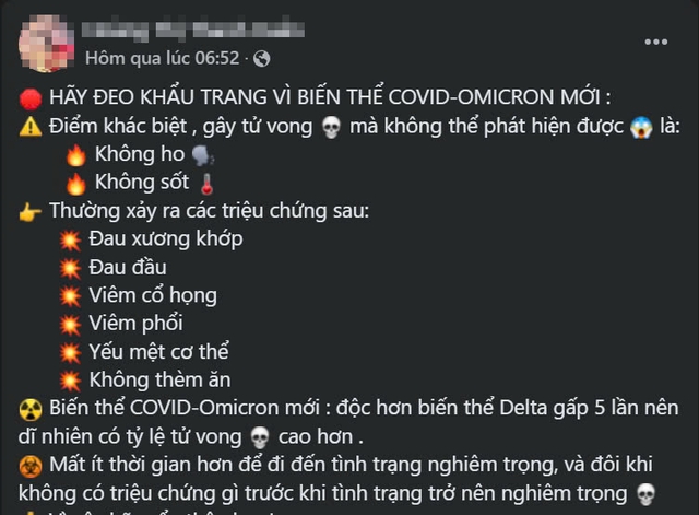 Cảnh giác với tin giả 'biến thể Covid - Omicron mới độc hơn biến thể Delta gấp 5 lần'- Ảnh 1.