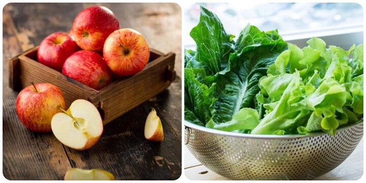 Quả táo và rau xanh lá rất tốt cho gan.
