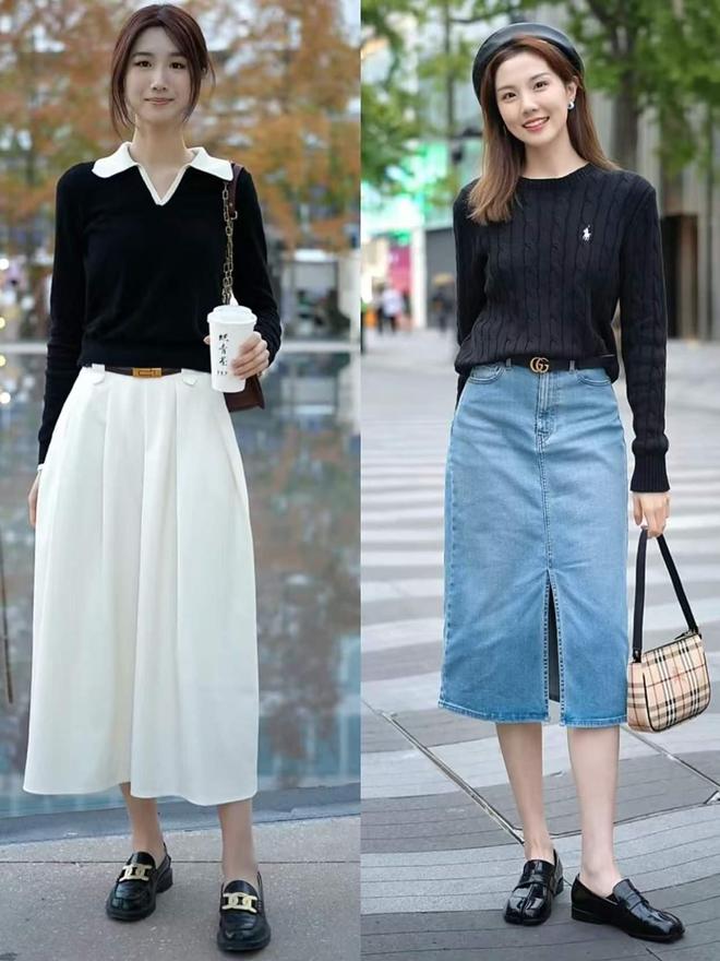 Chị em bỏ quần ống rộng đi, thu này váy + giày lười mới là “chân ái” hack dáng đỉnh cao- Ảnh 4.