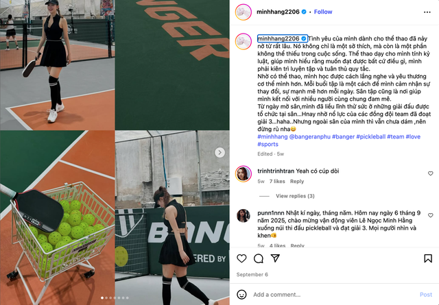 Thời trang pickleball của Minh Hằng: Năng động , tinh tế và tràn đầy năng lượng - Ảnh 6. Thời trang pickleball của Minh Hằng: Năng động , tinh tế và tràn đầy năng lượng - Ảnh 6.
